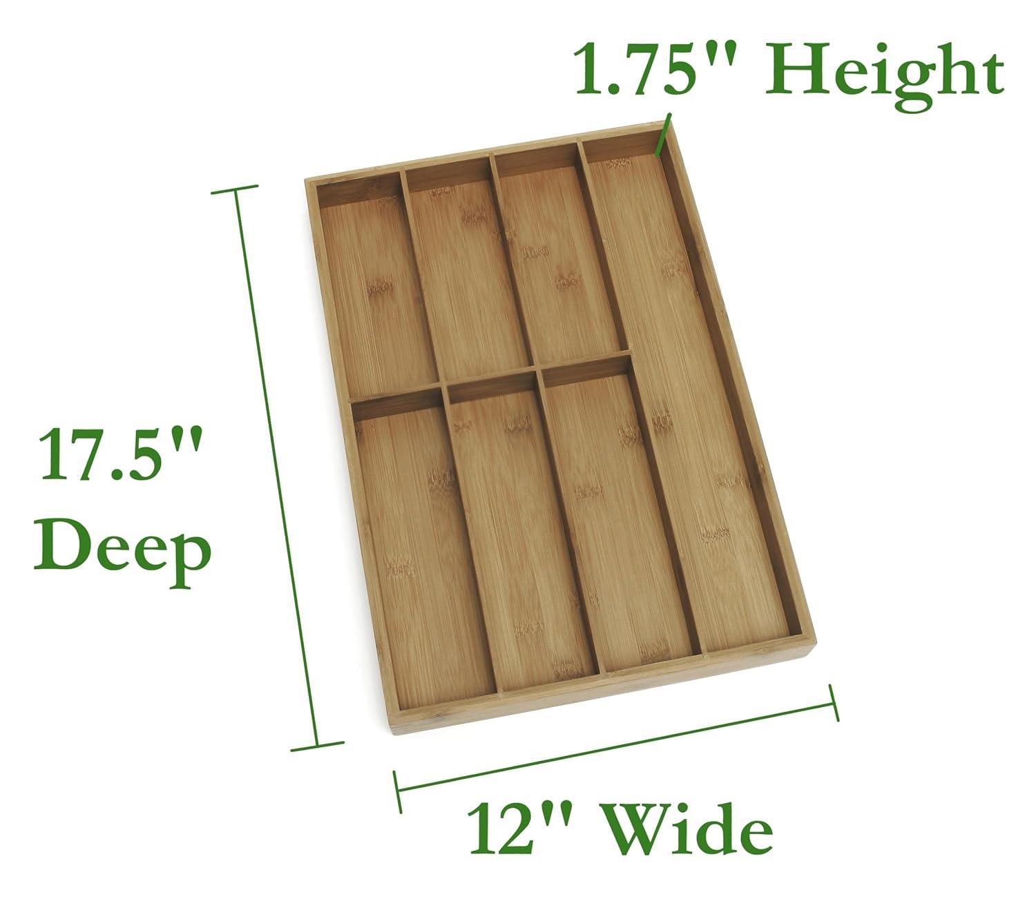 Lipper International Bamboo Wood Flatware Organizer with 7 Compartments