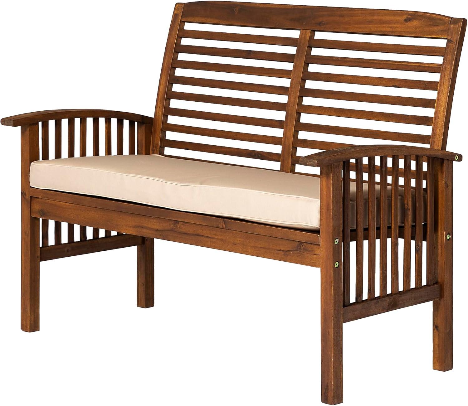 Acacia Wood Patio Loveseat in Dark Brown