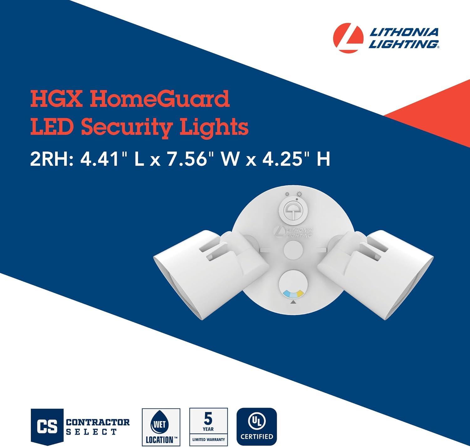 Lithonia Lighting 2 - Head Hardwired Dusk to Dawn Outdoor Security Flood Light with Motion Sensor