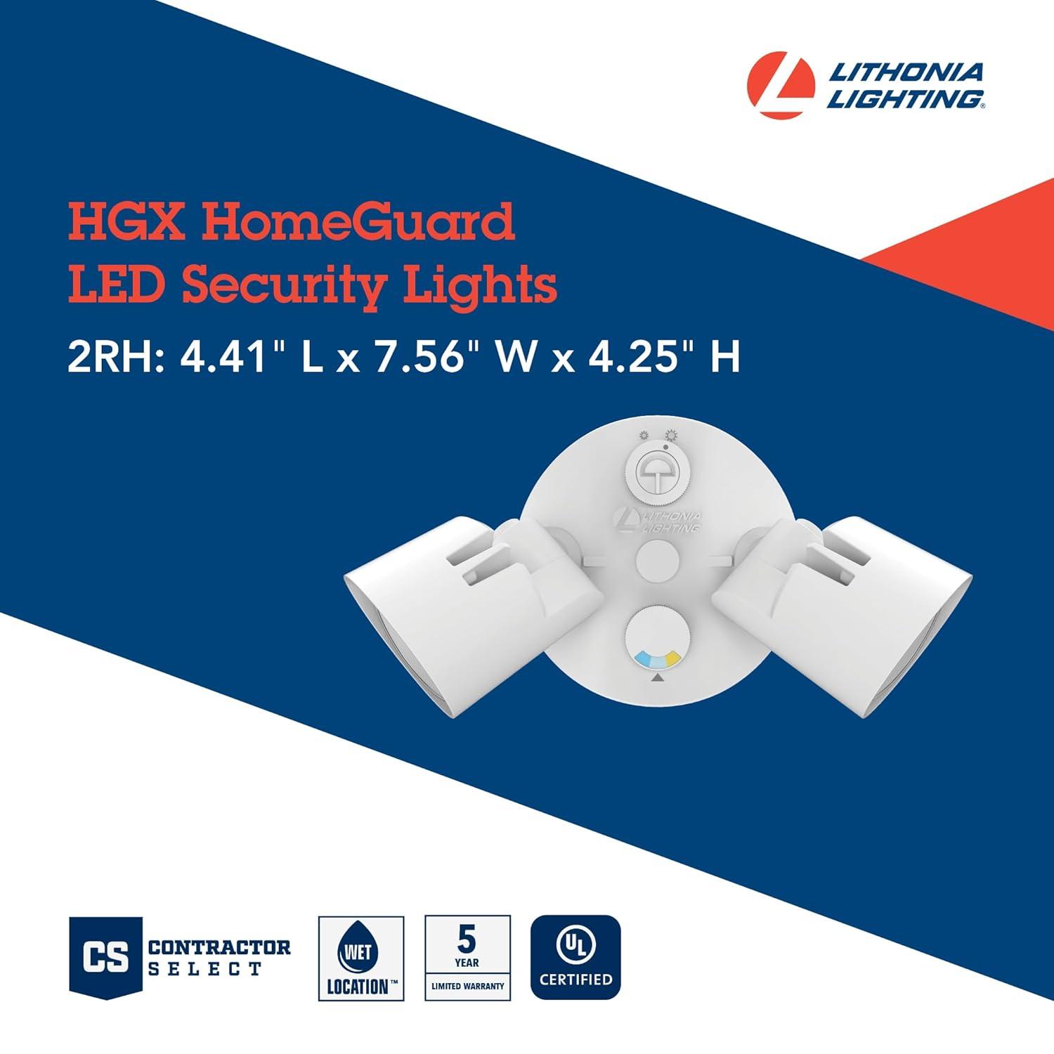 Lithonia Lighting 2 - Head Hardwired Dusk to Dawn Outdoor Security Flood Light with Motion Sensor