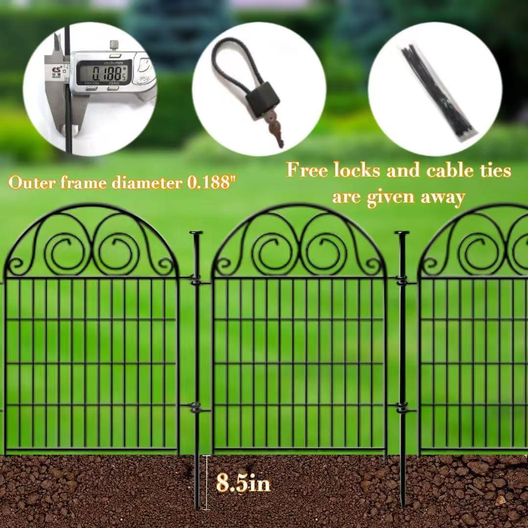 Tall Garden Fence Animal Barrier with Gate, 32 in(H) 16 Panels Garden Fences and Borders for Dogs, Dog Fence Outdoor for Yard, Total Length 35 Ft Metal Temporary Fencing│Patented