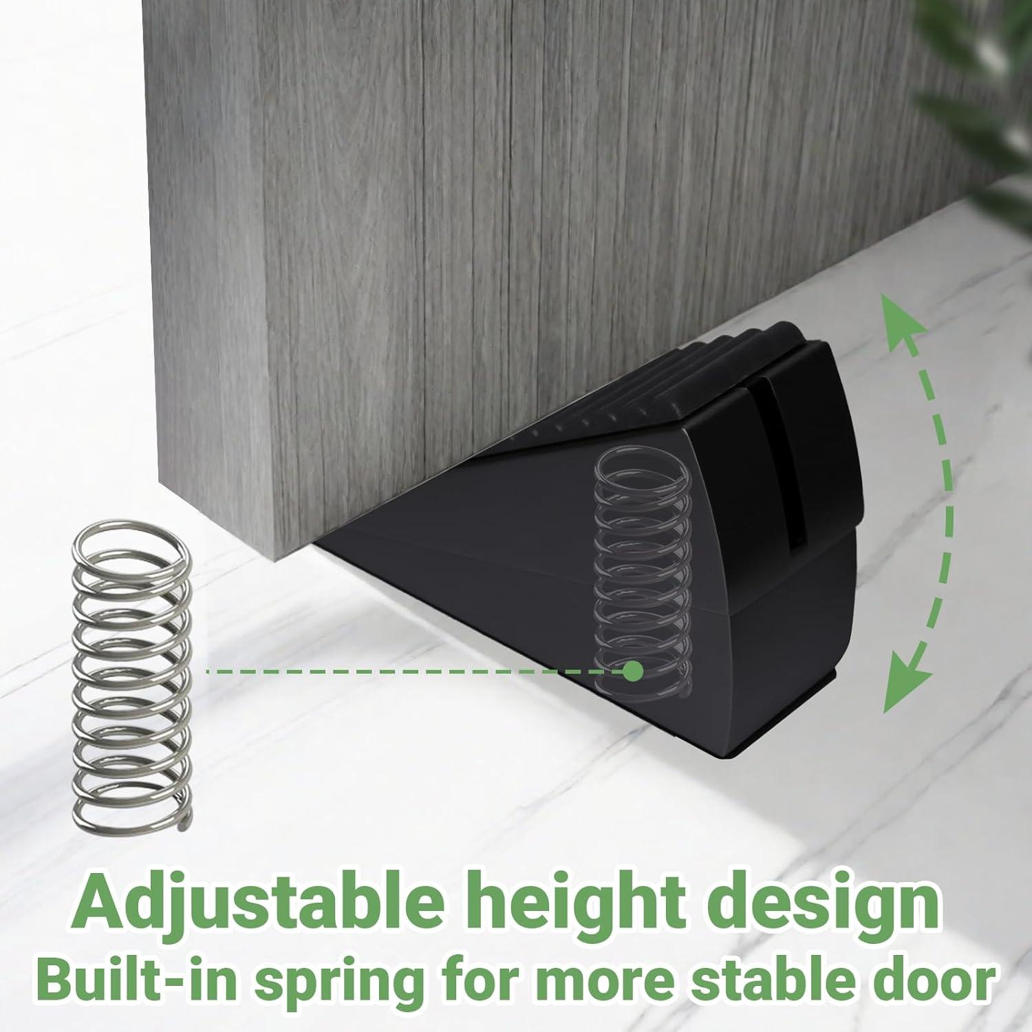 Large Door Stopper - Metal Door Wedge, Tall Door Stopper, Spring Rubber for Extra Strong Grip (Silver, 1 Pack)