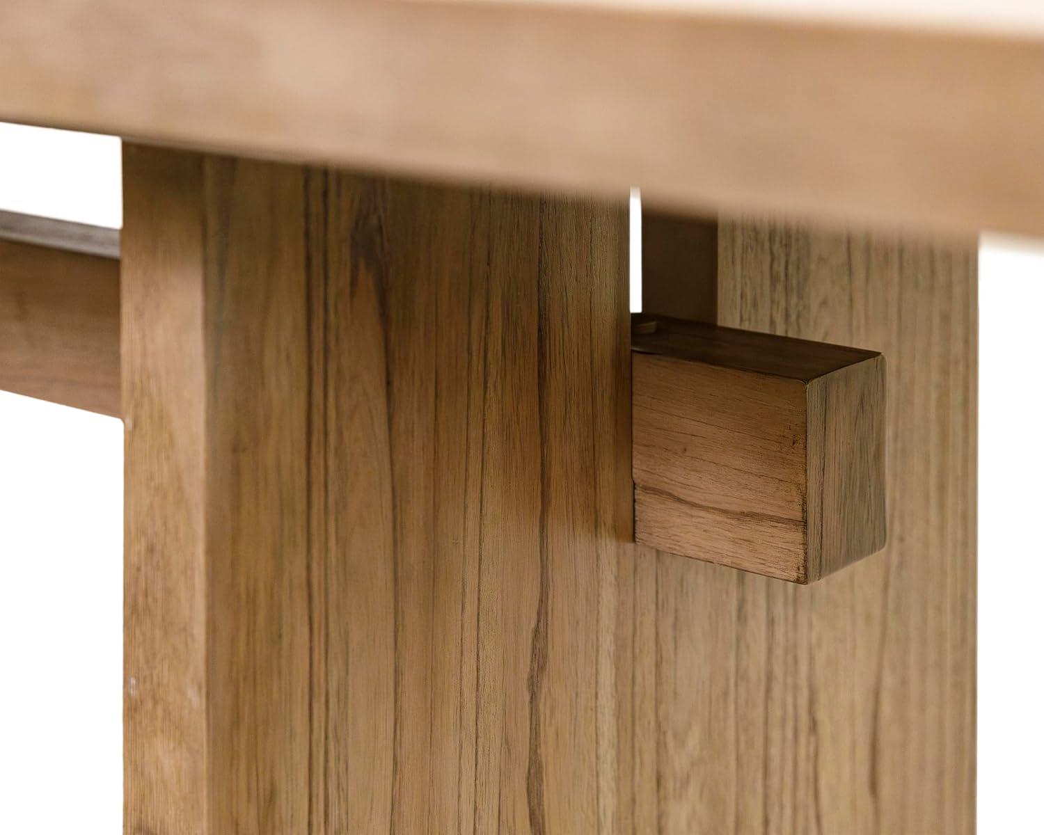 Coastal Wood Rectangular Kitchen Table with Six Chairs Dining Table Brown