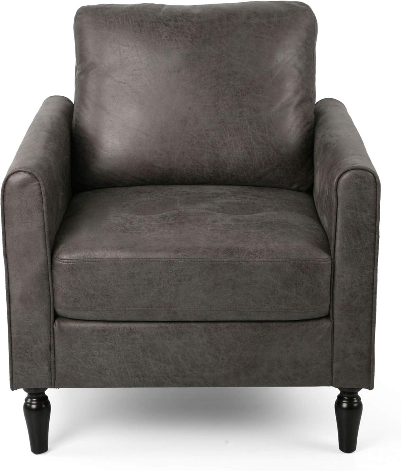 Slate Gray Plush Microfiber Low Profile Contemporary Club Chair