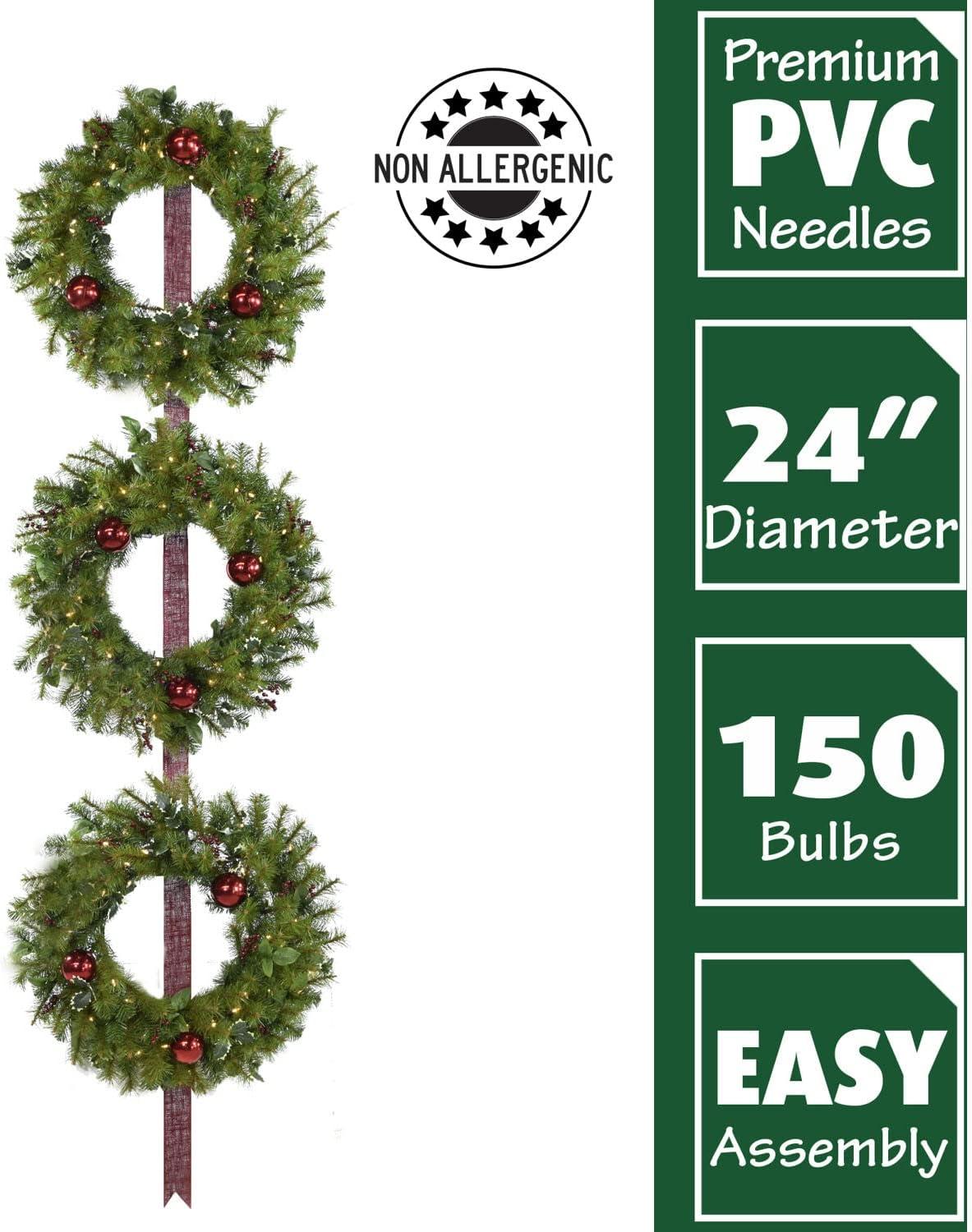 Homestead Newberry Pine Faux Lighted Berry Wreath