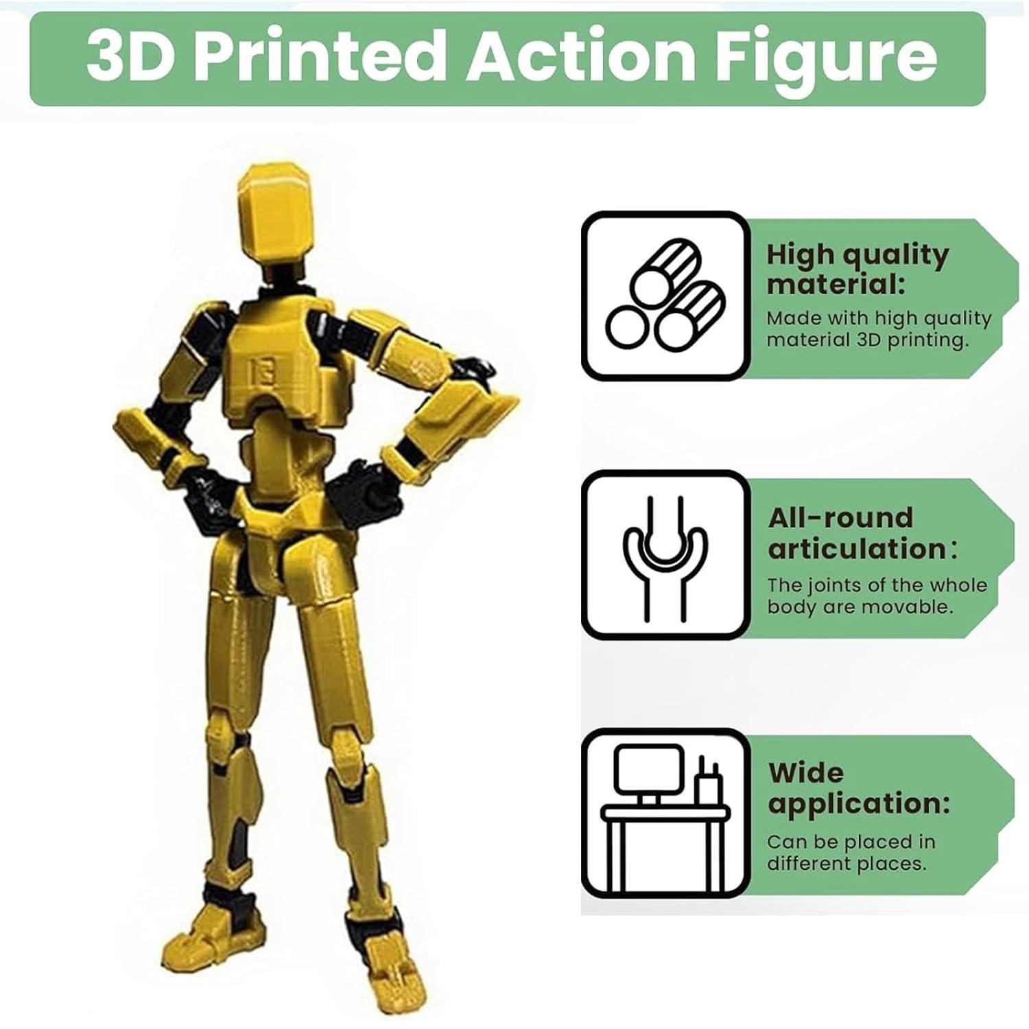 5PCS Assembly Completed T13 Action Figure 3D Printed Multi-Jointed Movable,Lucky 13 Action Figures,Multi-Articular Action Figures,Desktop Decorations,Creative Gifts (5 Colors)