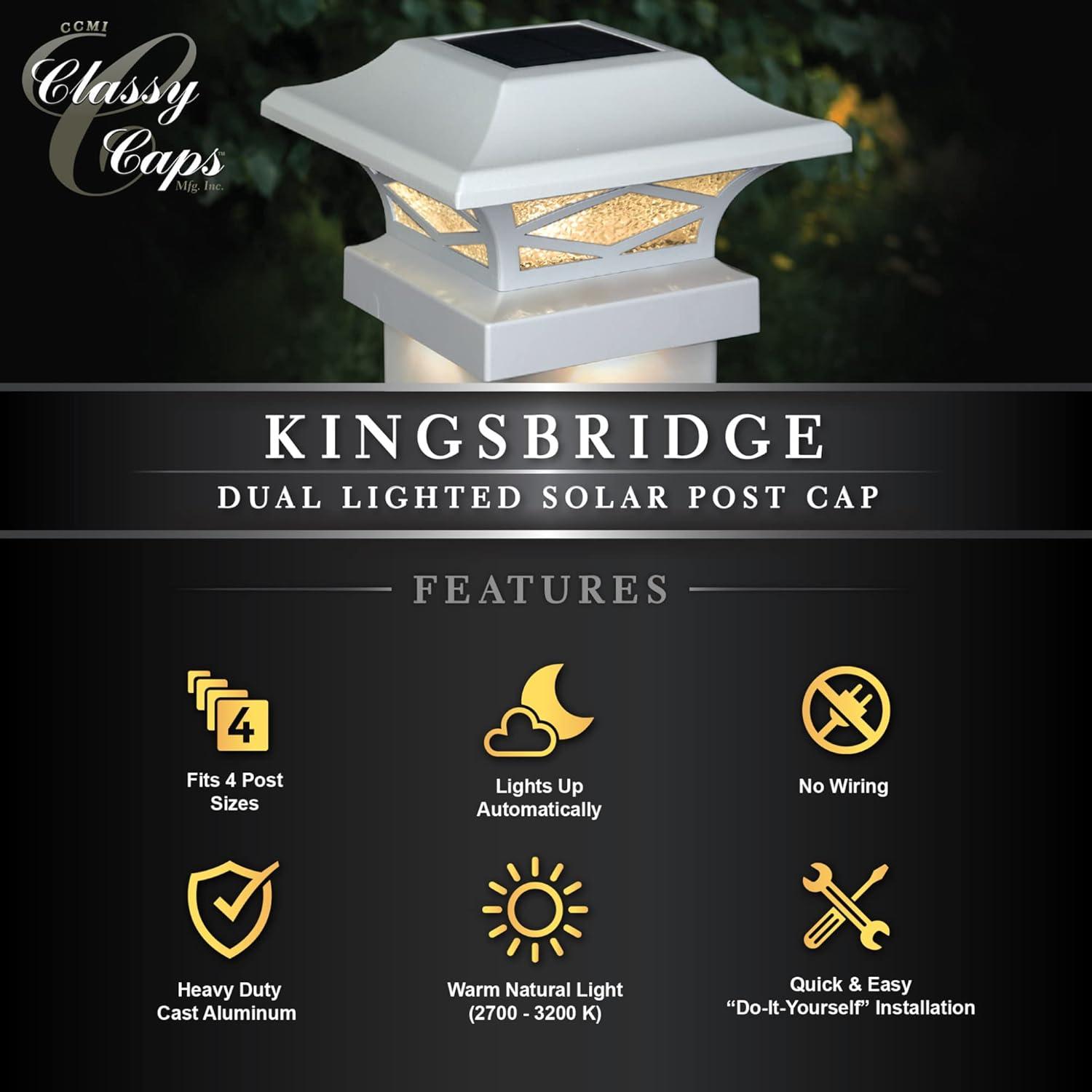 Kingsbridge Dual Lighted Solar Post Cap, Black