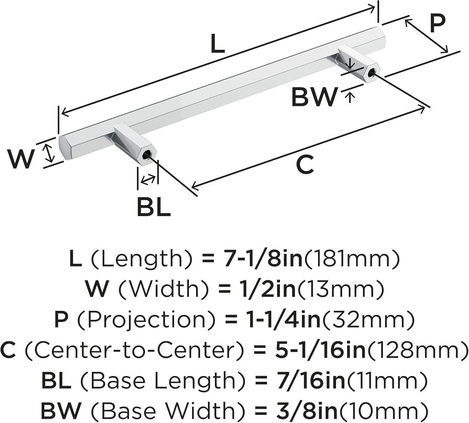 Amerock Caliber 5-1/16 inch (128mm) Center-to-Center Polished Chrome Cabinet Pull