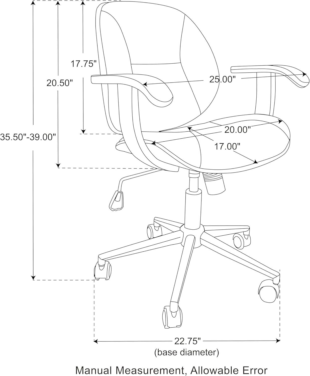 Glitzhome Leather Home Office Chair with Arm, Mid-Back Adjustable Executive Swivel Desk Task Chair,Beige