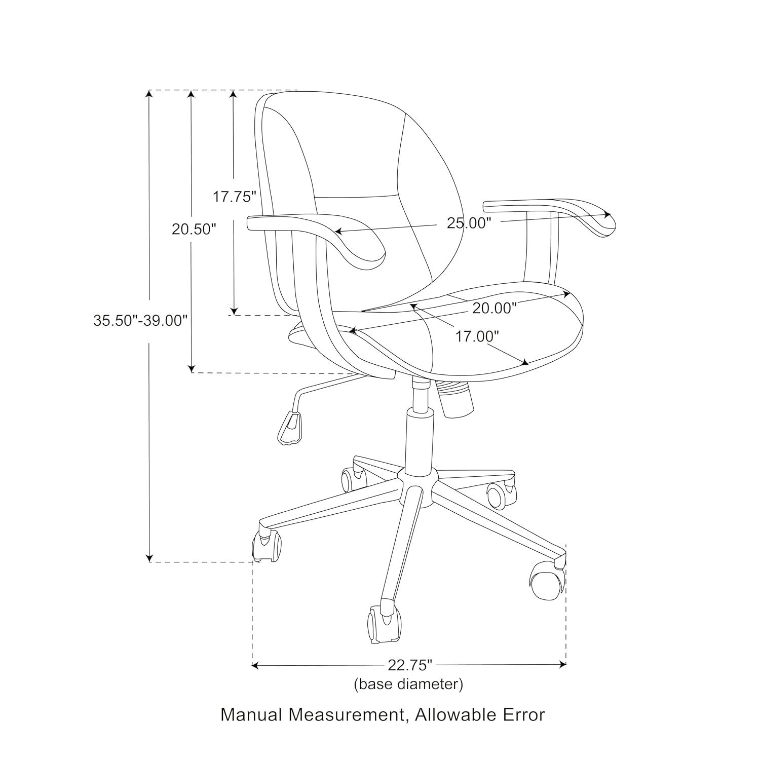 Glitzhome Leather Home Office Chair with Arm, Mid-Back Adjustable Executive Swivel Desk Task Chair,Beige