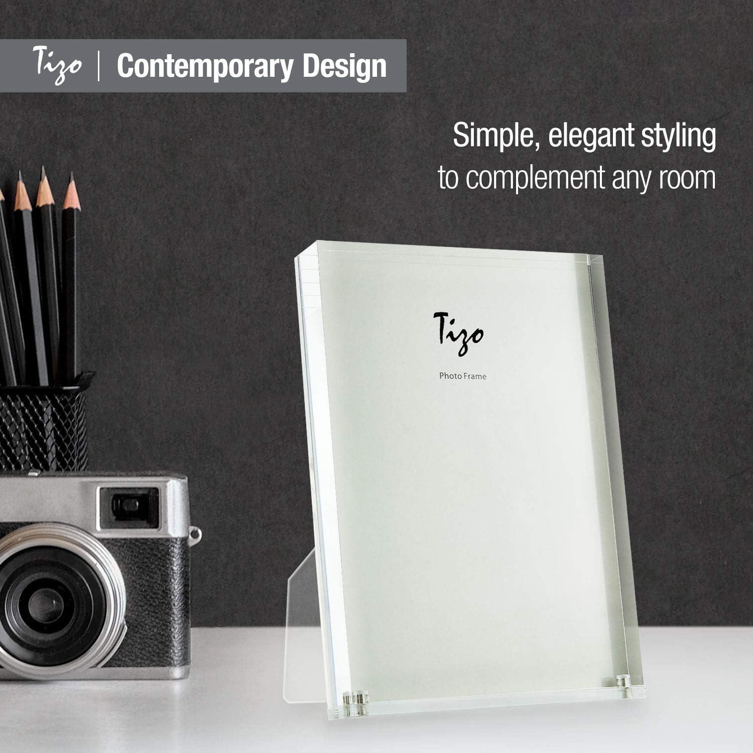 TIZO Design Vertical 4x6 Lucite Picture Frame, Durable 1 Inch Thick Clear Lucite Magnetic Closures, Elegant & Practical Boutique Quality Photo Frame (Multiple Colors Available) (With Gift Box)