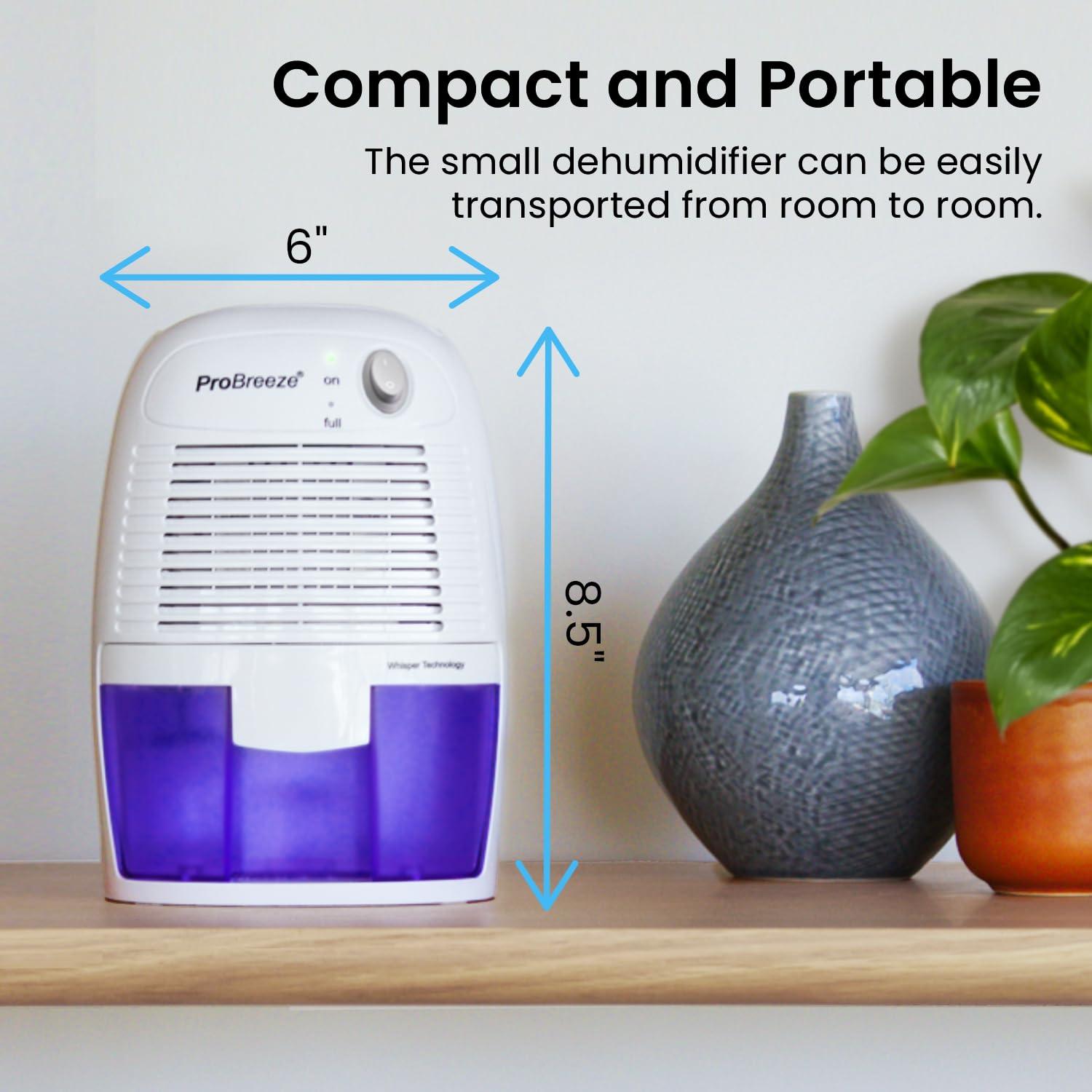 Pro Breeze Electric Mini Dehumidifier for Home (215 sq.ft) 16oz Capacity, Energy Efficient, No Noise, Compact and Portable for High Humidity in Kitchen, Bedroom, Bathroom, Basement, RV, Office, Garage