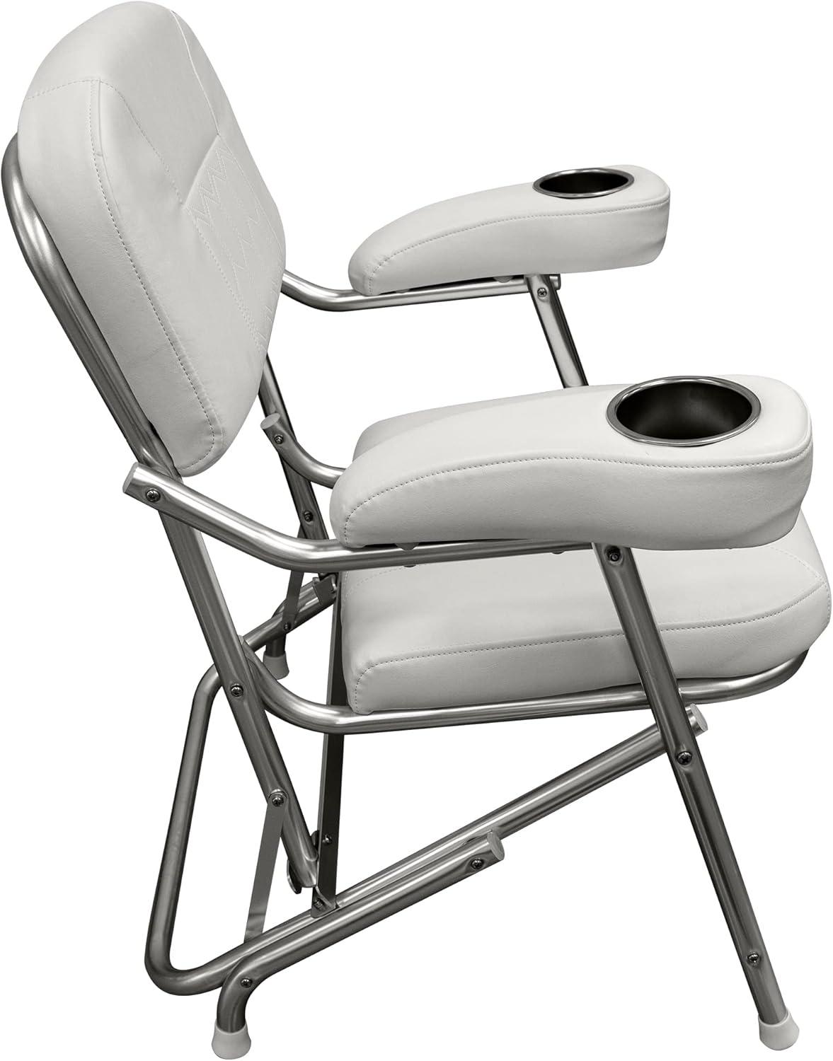 Wise 3367784 Deluxe Offshore Folding Deck Chair, Brite White