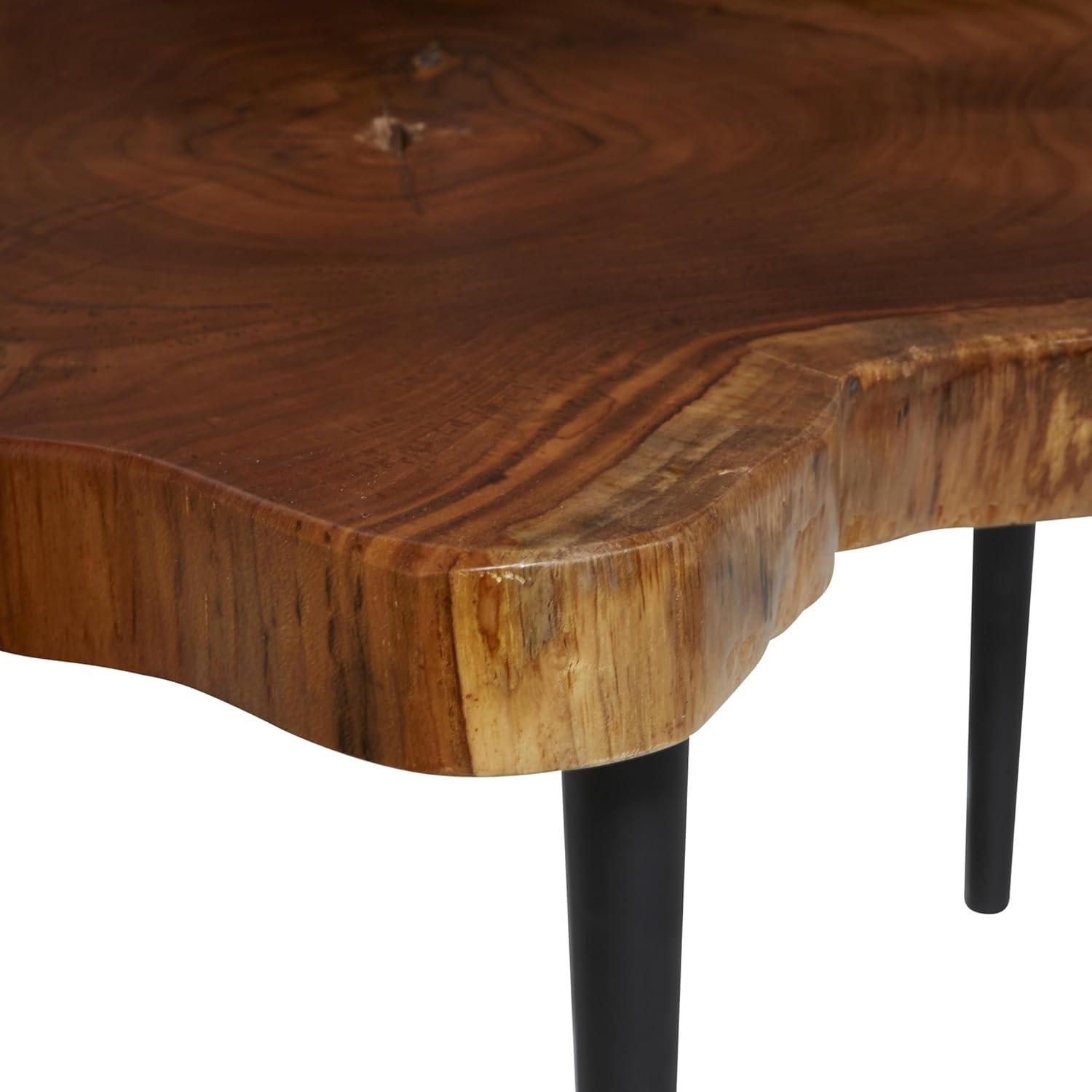 Rustic Teak Wood Accent Table Dark Brown - Olivia & May: Handcrafted, No Assembly Required