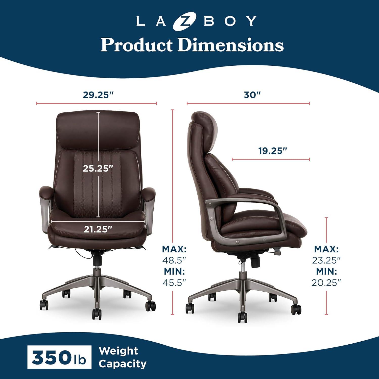 La-Z-Boy La-Z-Boy® Nova Executive Office Chair, Patented AIR Ergonomic Support Technology®, High-Back Premium Comfort & Support, Vegan PU Leather