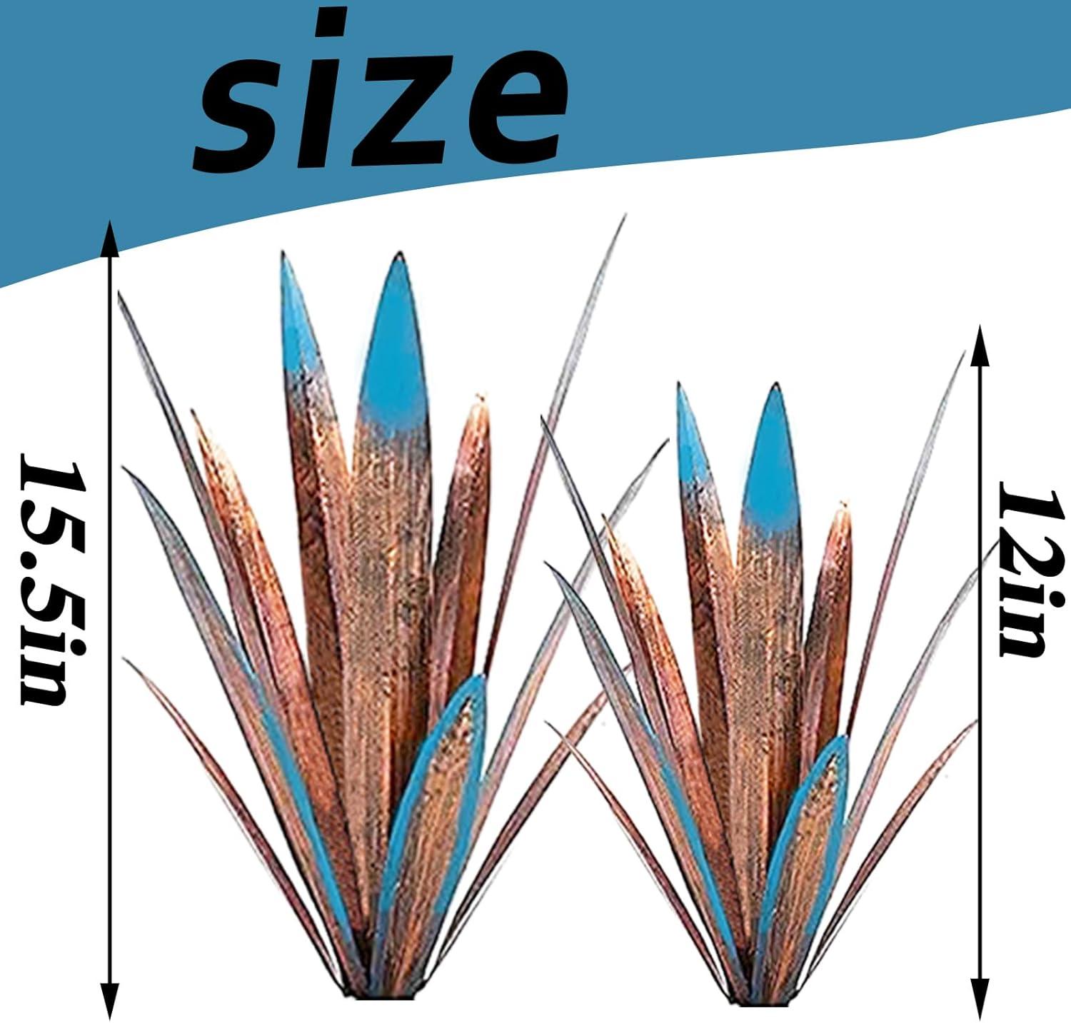 Metal Agave Plants, 2 Pack Big Tequila Rustic Sculpture, Rustic Metal Agave Plants Lawn Ornaments, for Yard Stakes, Garden Figurines, Outdoor Patio (2 PCS Colorful)