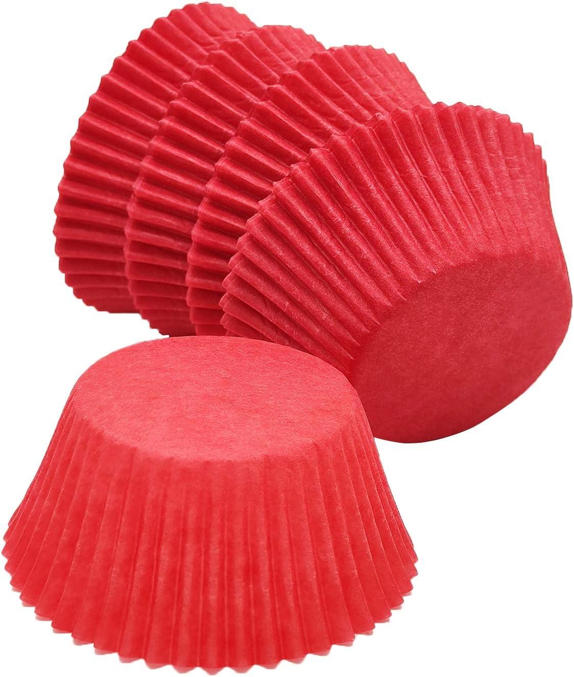 Vibrant Red Greaseproof Paper Cupcake Liners, Standard Size, 100-Count