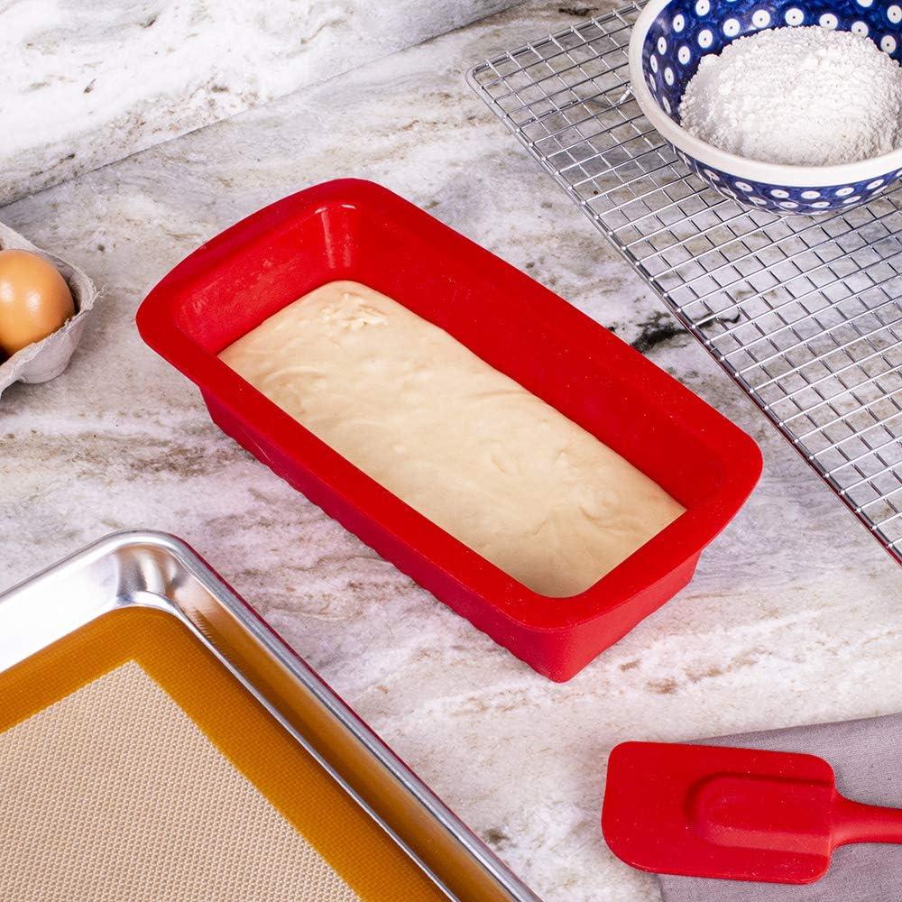 Red Non-Stick Silicone Loaf Bread Pan, 10-inch