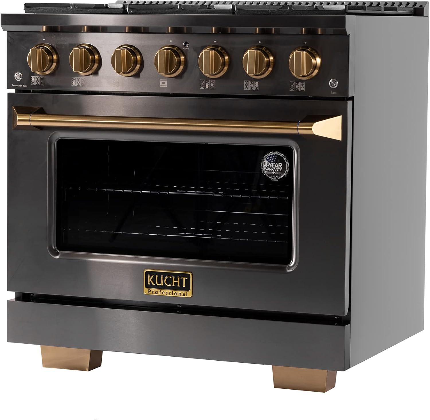 36 in. 5.2 cu. ft. Dual Fuel Range Natural Gas Sealed Burners Titanium Stainless