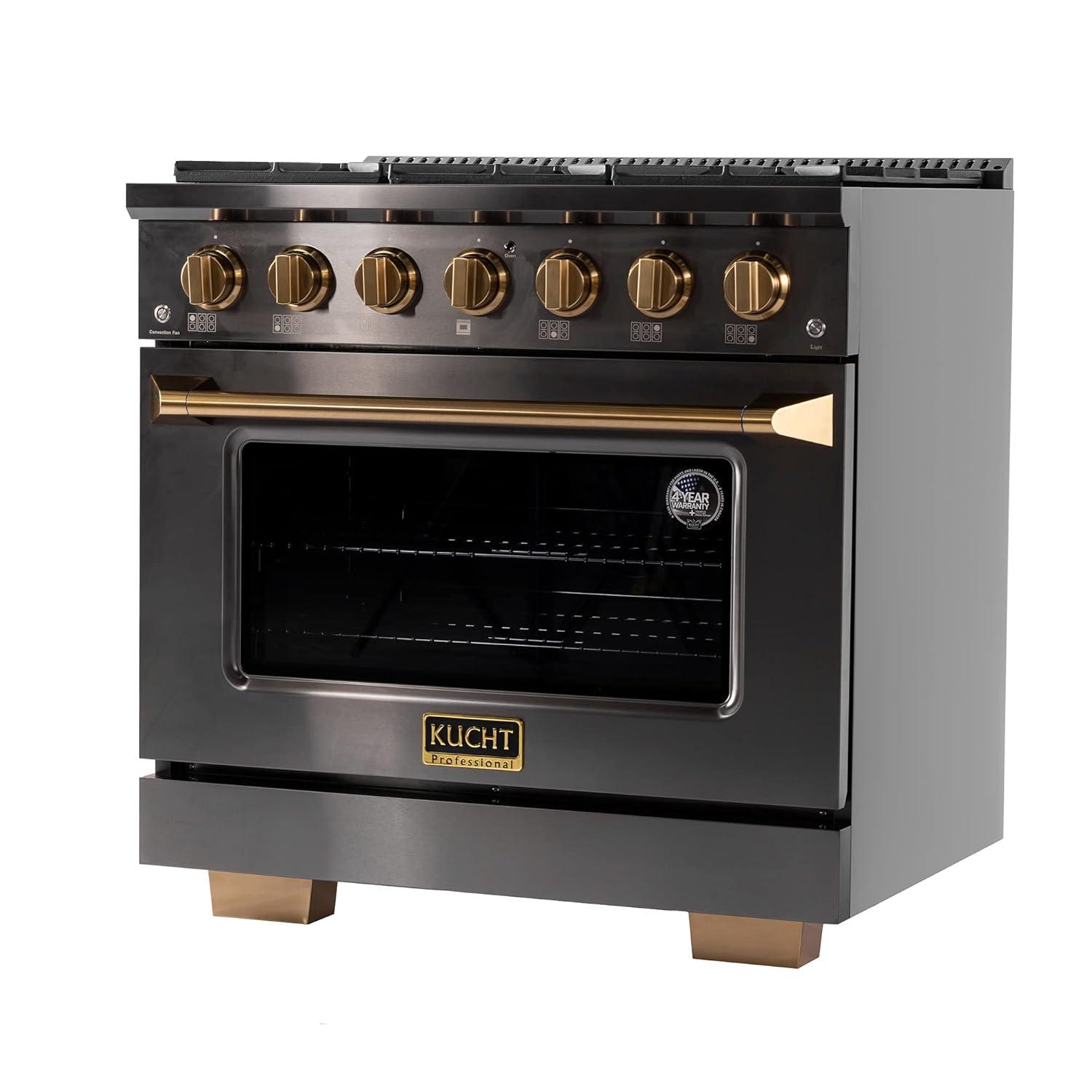 36 in. 5.2 cu. ft. Dual Fuel Range Natural Gas Sealed Burners Titanium Stainless