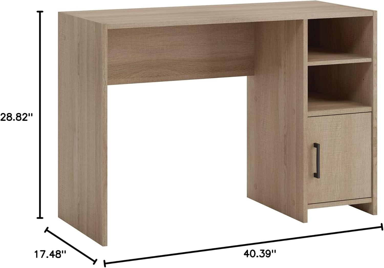 Summer Oak Finish Compact Wood Desk with Storage