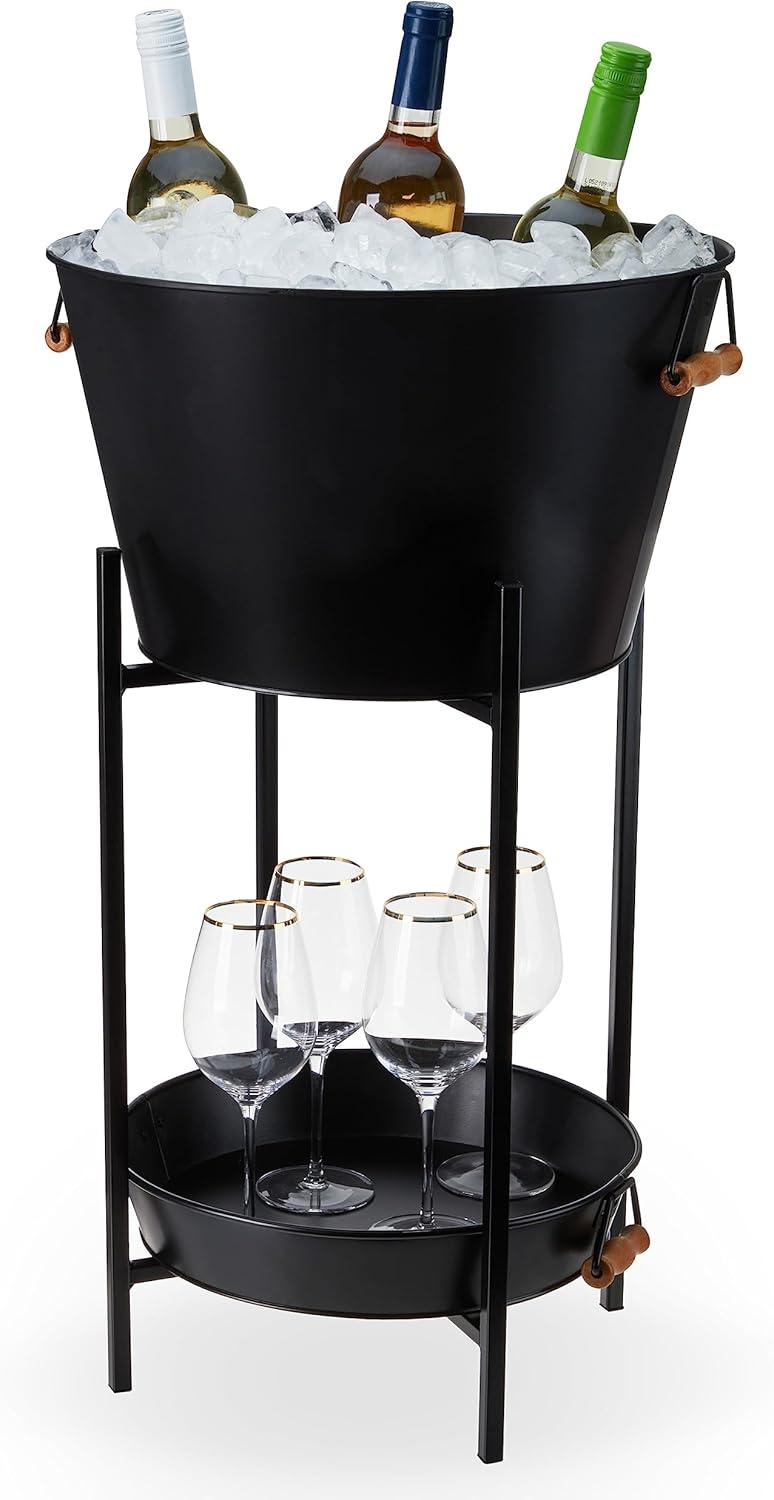 Black Beverage Tub with Stand & Tray