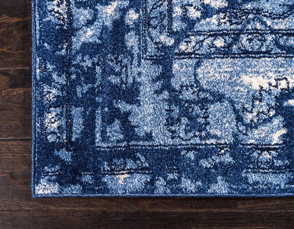 Miranda Vintage Navy Blue 9' x 12' Easy-Care Rectangular Rug