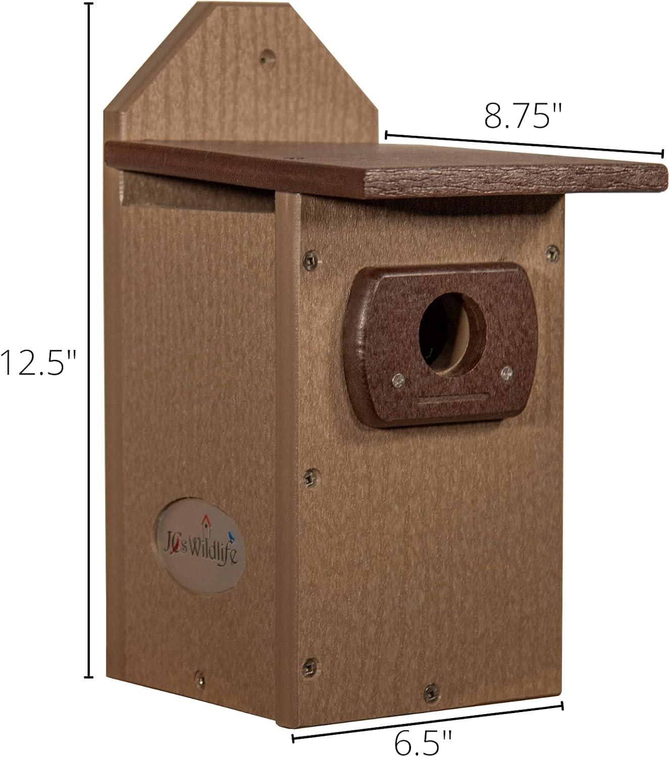 Brown Recycled Poly Lumber Bluebird Bird House with Side Door