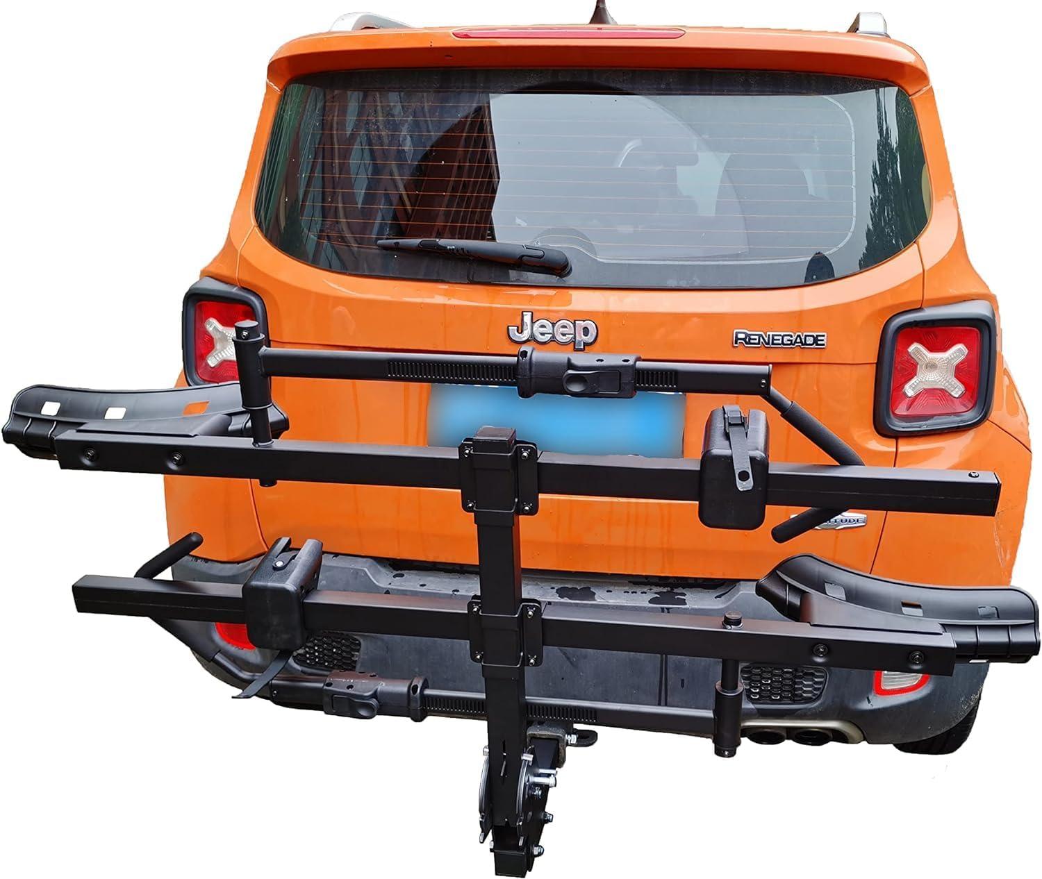 Black Steel Hitch Style 2-Bike Carrier Rack with Locking Pin