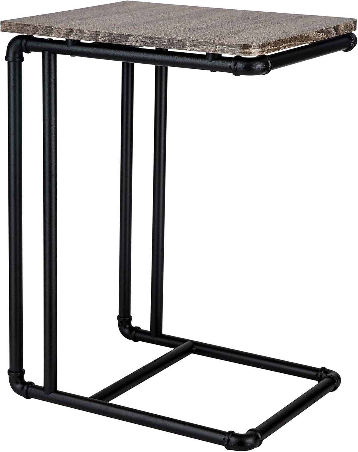 Pipe Line Black Faux Wood Industrial Side Table