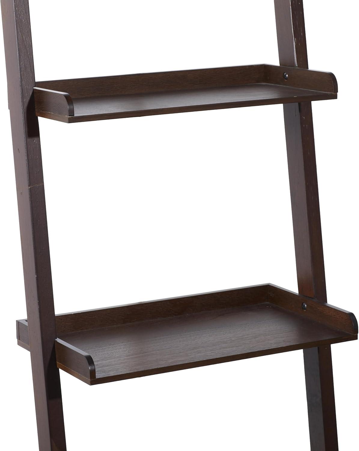 69" Farmhouse Wooden Ladder Shelf Brown - Olivia & May: Traditional Style, 5-Tier Leaning Bookcase, Wood Frame