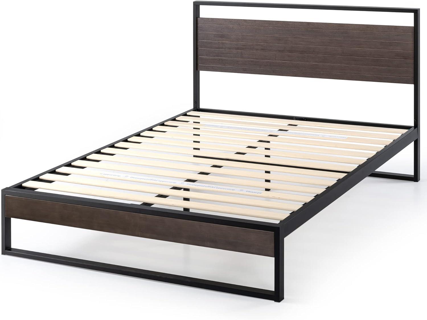 Suzanne Bamboo and Metal Platform Bed Frame with Headboard - Zinus