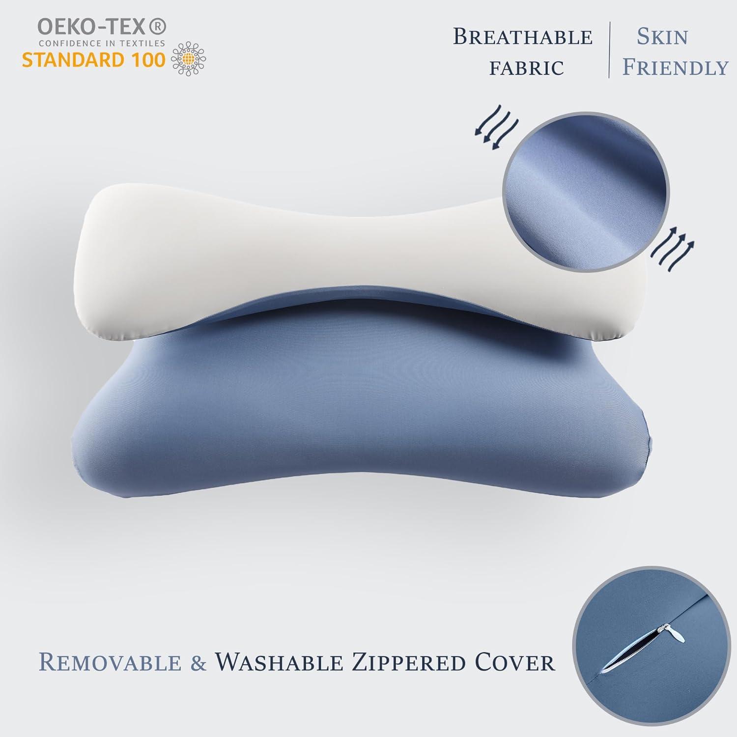 OPULENCE Glacier Ergonomic Cooling Pillow for Neck & Spine Support – Breathable Contour Design for Side & Back Sleepers – Dual-Tone, Machine Washable Cover, Oeko-TEX Standard 100