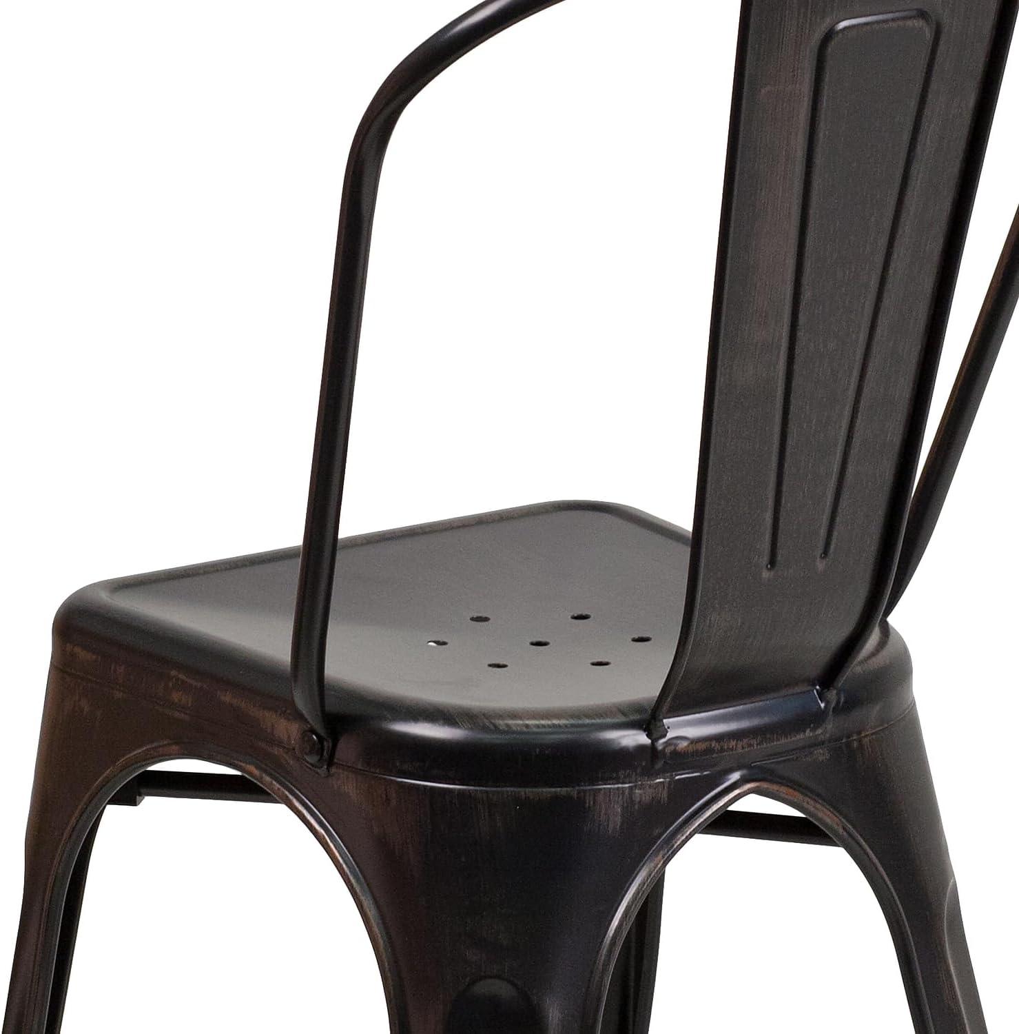 Flash Furniture Commercial Grade Black-Antique Gold Metal Indoor-Outdoor Stackable Chair