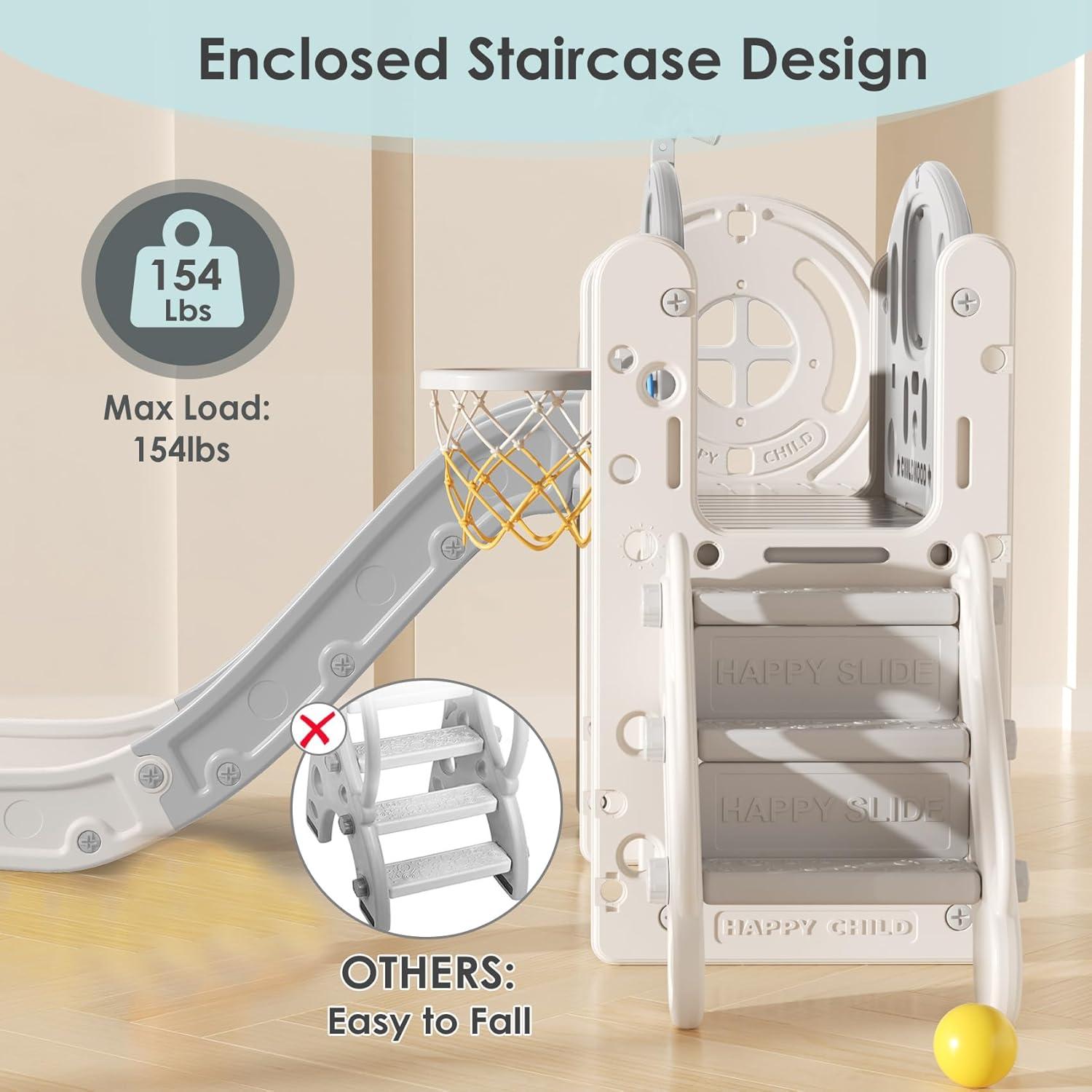 Suteck 9 in 1 Toddler Slide, Kids Slide with Climber Outdoor Indoor Slide Playset