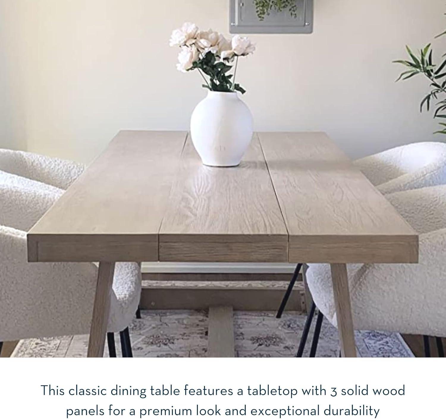 Plank+Beam 72" Dining Table for 6, Solid Wood Classic Farmhouse Style Kitchen Table, Walnut Wirebrush