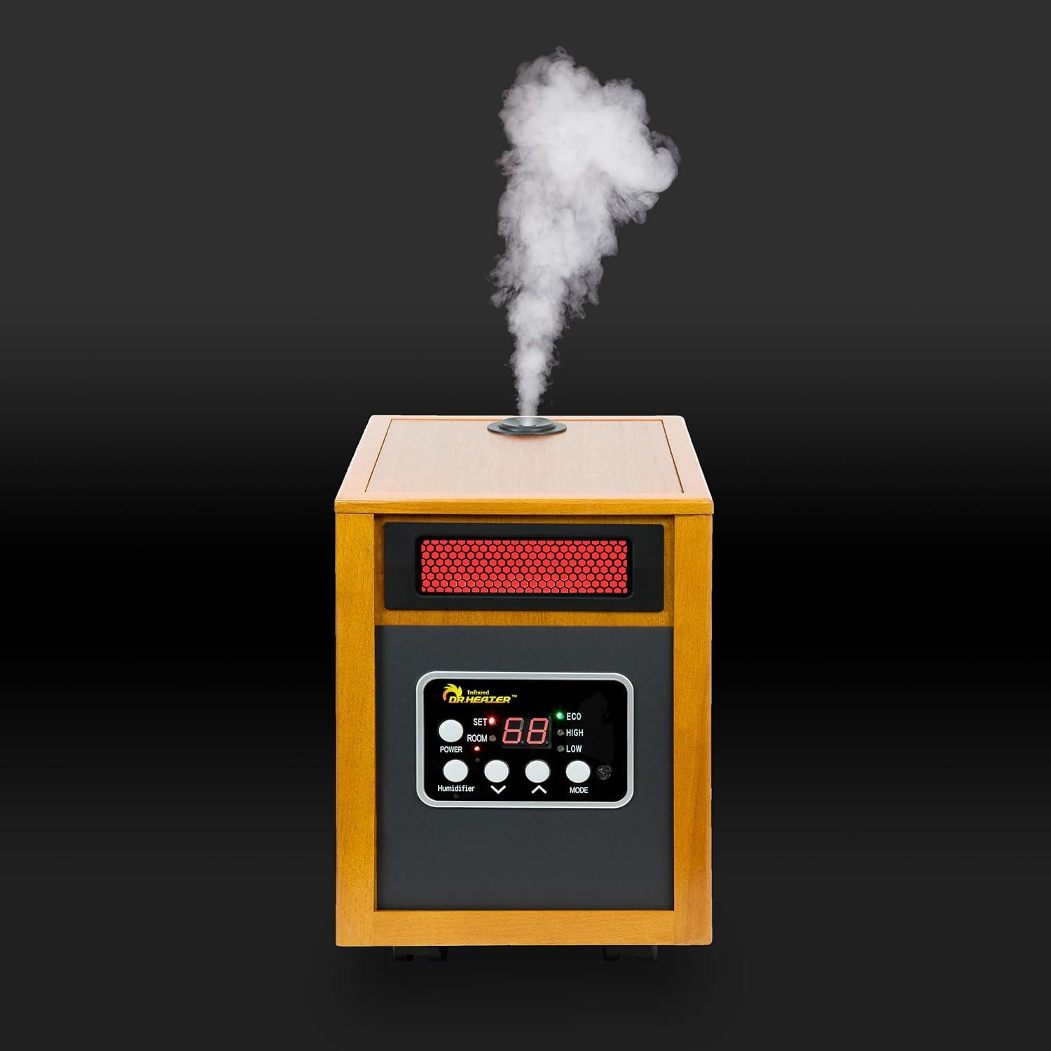 Dr. Infrared Heater DR. INFRARED HEATER DR-968H Indoor Portable Space Heater with Humidifier, 1500-Watt, Cherry