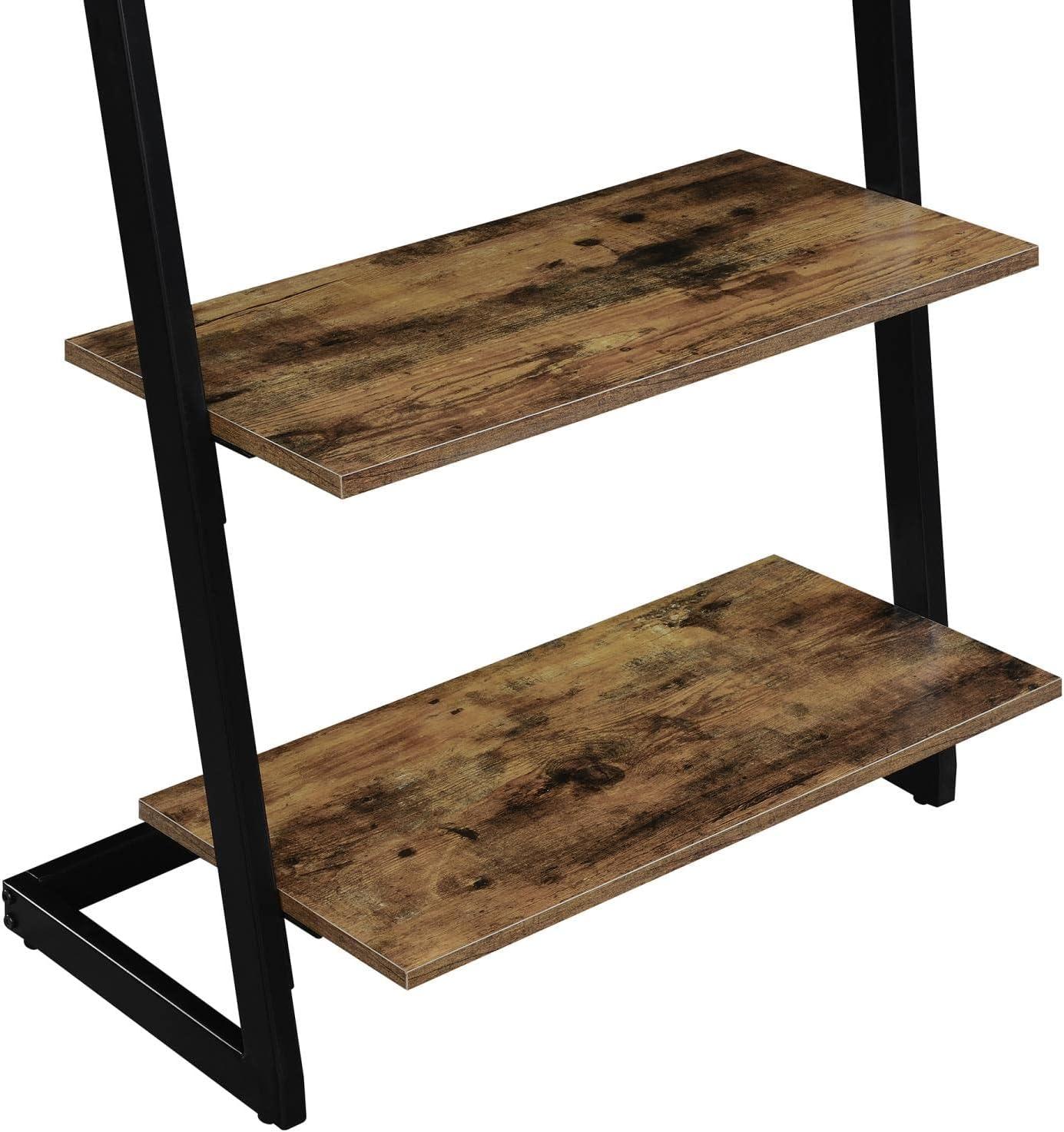 Barnwood and Black 4-Tier Ladder Bookshelf