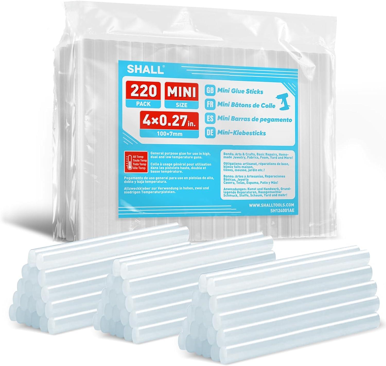 Clear Mini Hot Glue Sticks, 0.27” x 4”, 220-Pack for DIY Crafts