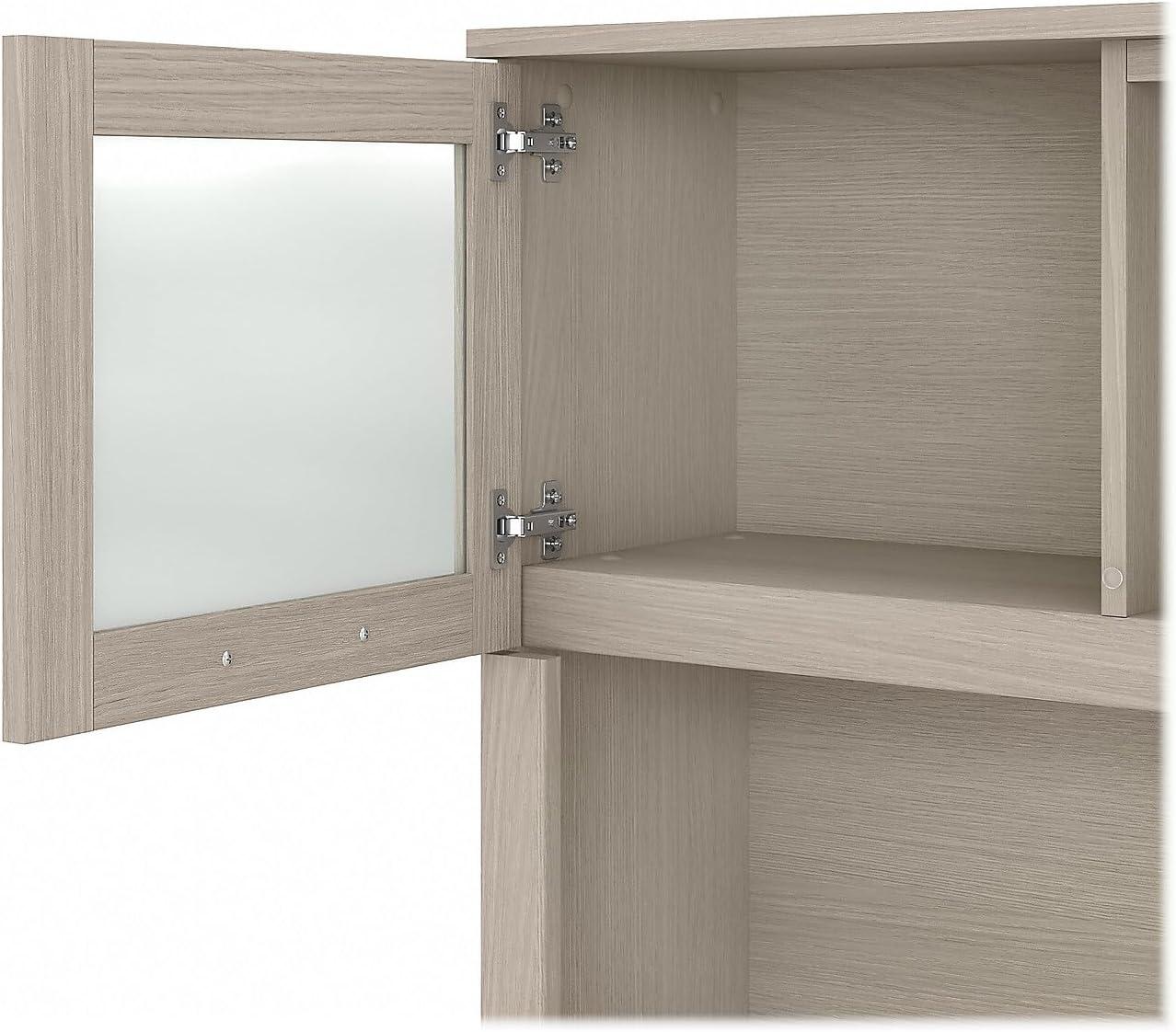 Bush Furniture Somerset 60" L Desk and Hutch with Storage, Sand Oak