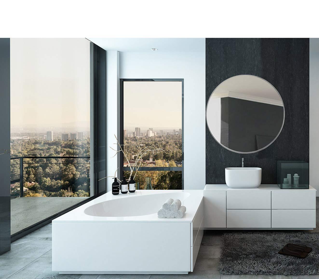 Hamilton Hills Contemporary Brushed Metal Gold Wall Mirror Glass Panel Gold