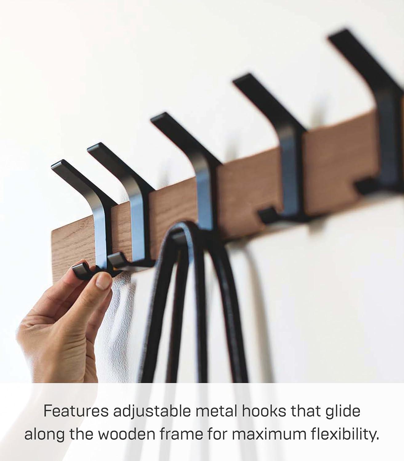 Yamazaki Home Wall-Mounted Coat Hanger, Steel + Wood