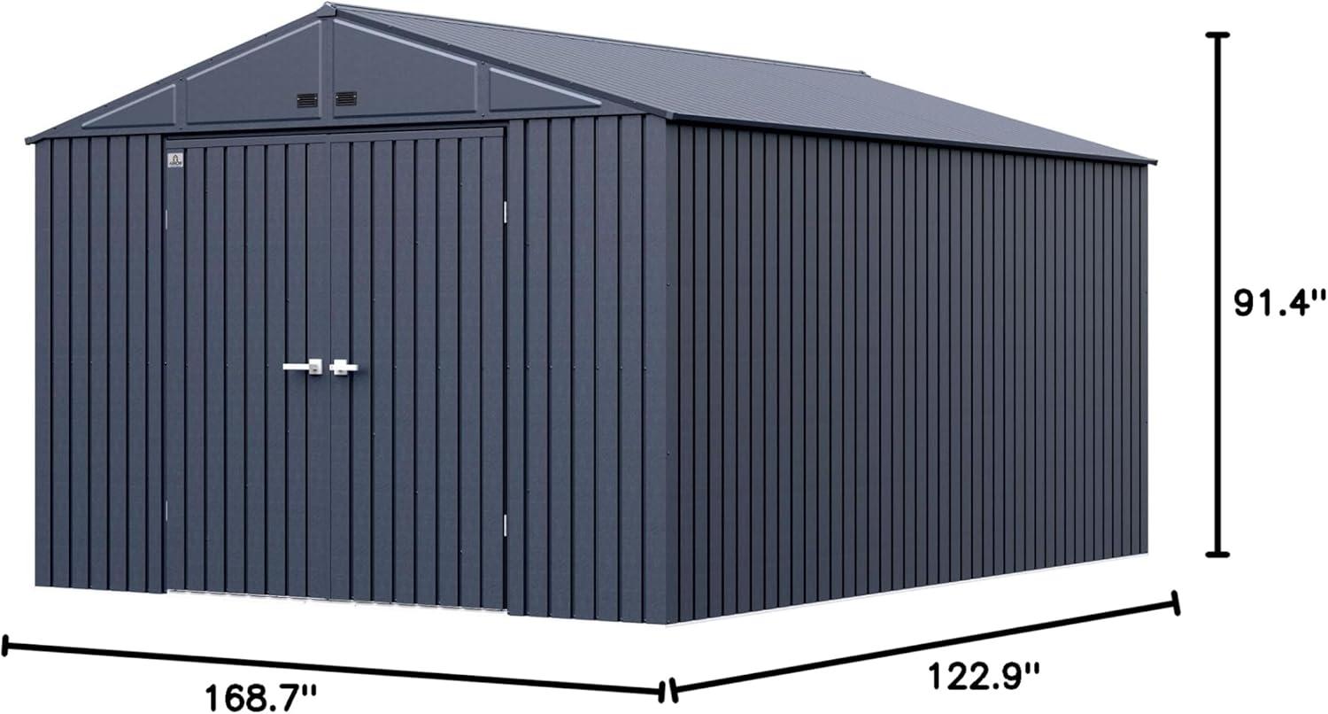 Anthracite 10' x 14' Steel Gable Roof Storage Shed