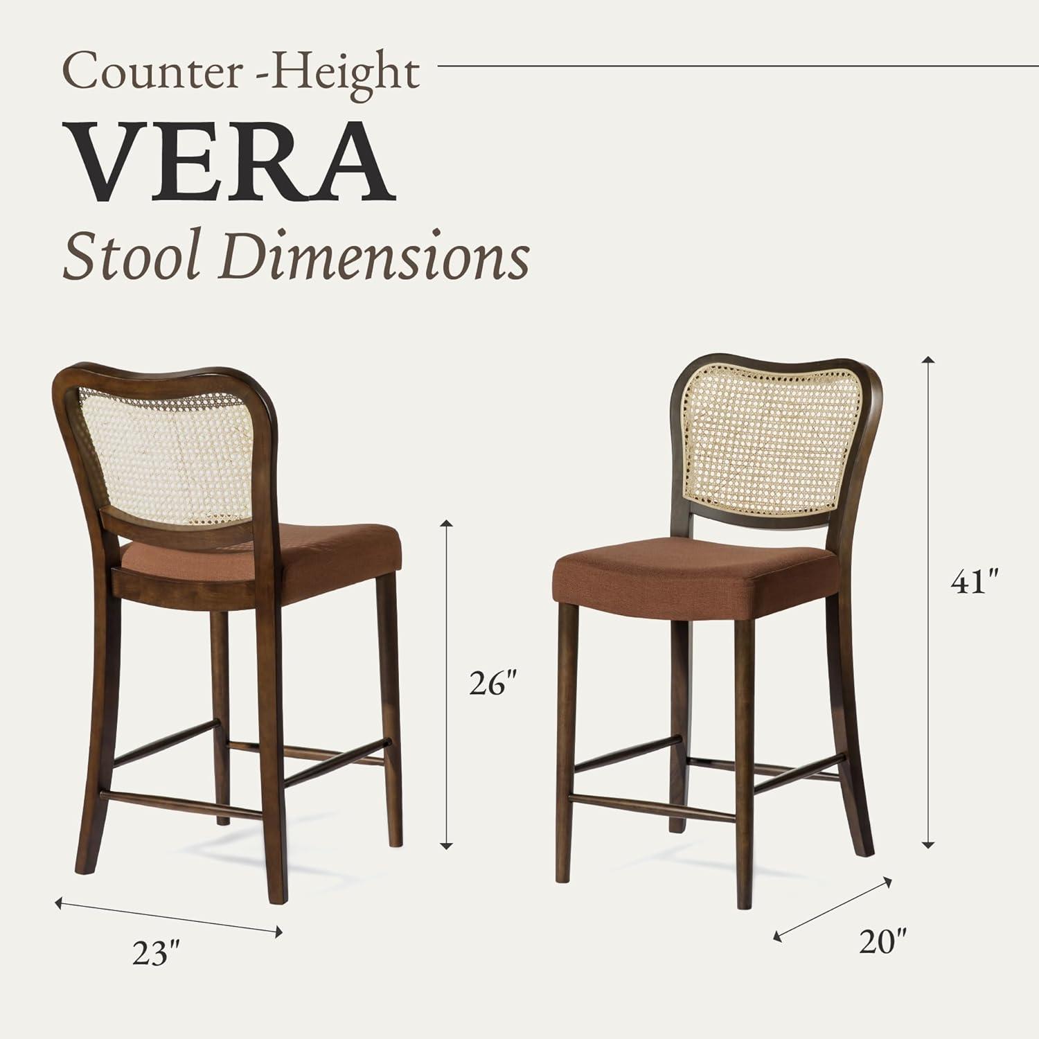 Maven Lane Vera High Back Fabric Counter Height Chair, Aged Brown/Clay