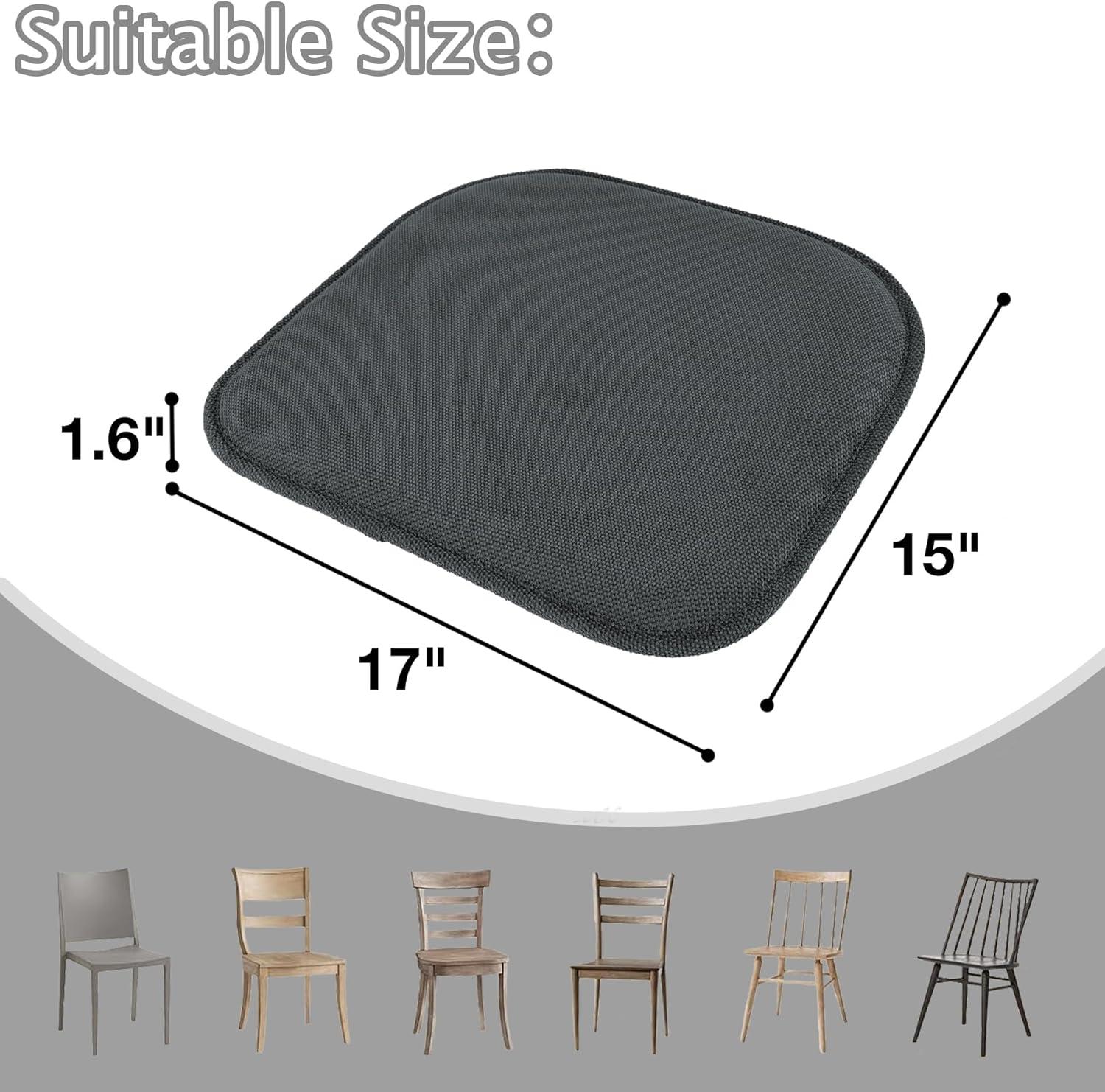 Shinnwa Chair Cushions Set of 4 Seat Cushions Soft Velvet Non Slip Chair Pads for Kitchen Dining Chairs 15 x 16 inch, Gray