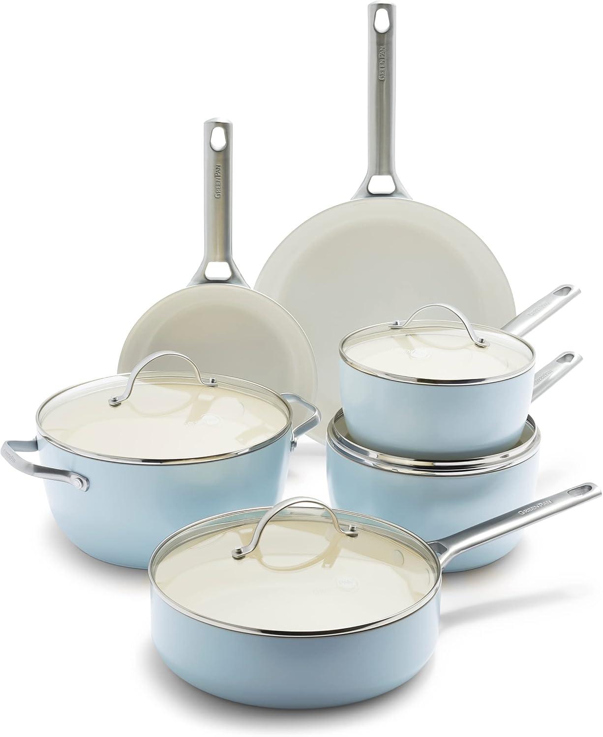 Padova Light Blue 10-Piece Hard Anodized Nonstick Cookware Set