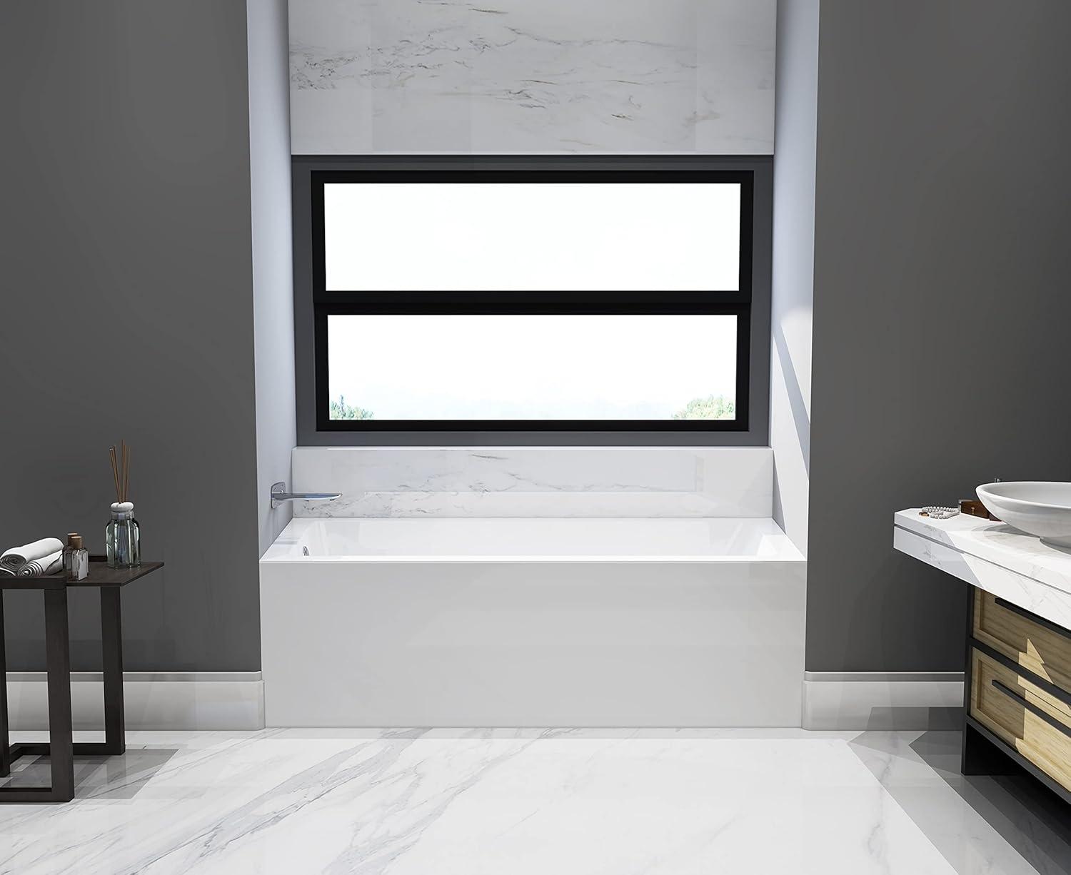 Kingston Brass Aqua Eden 66-Inch Acrylic Rectangular 3-Wall Alcove Tub