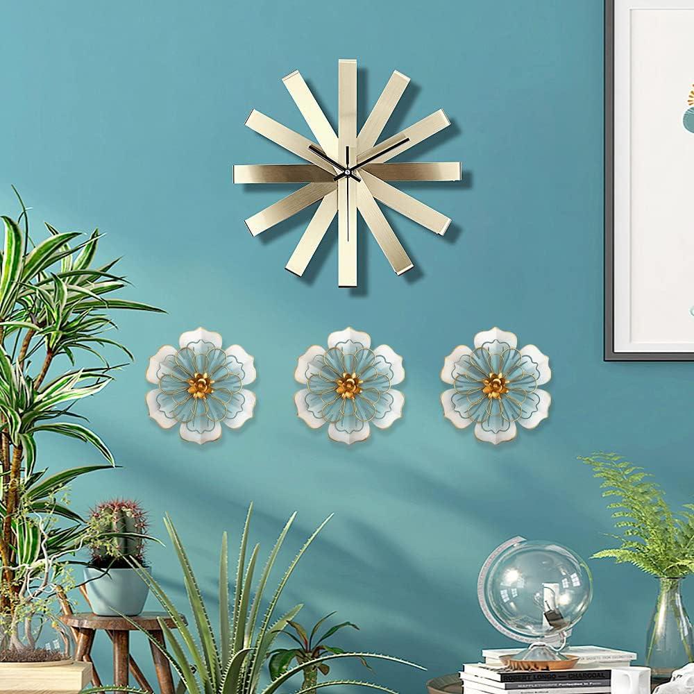 Blue and Gold 8.3'' Rustic Metal Flower Wall Sculpture