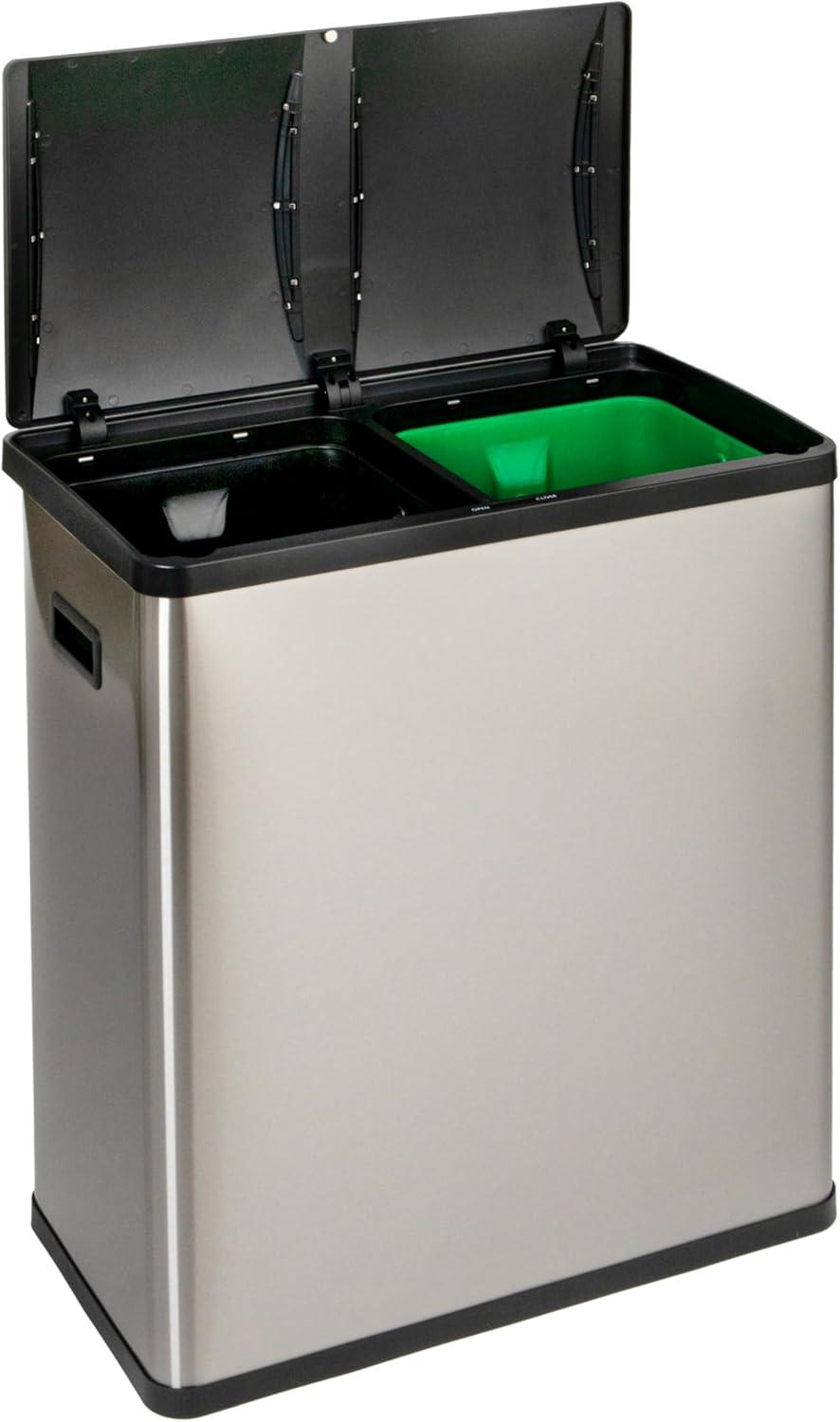 Household Essentials Steel Motion Sensor Multi-Compartment Trash/Recycling Bins - 8 Gallons