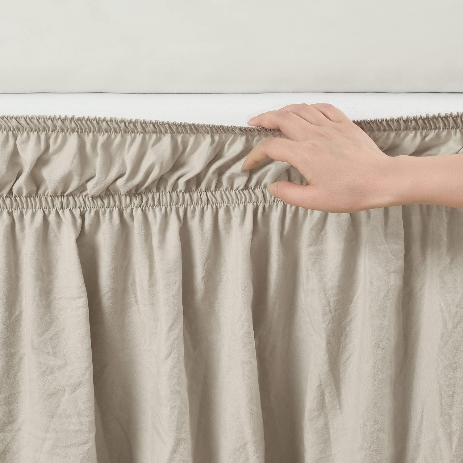 Ruched Ruffle Elastic Easy Wrap Around Bedskirt - Lush Décor